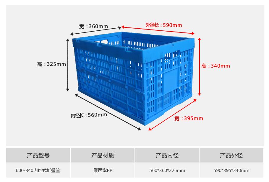 軒盛塑業(yè)600-340塑料內(nèi)倒式折疊周轉(zhuǎn)筐