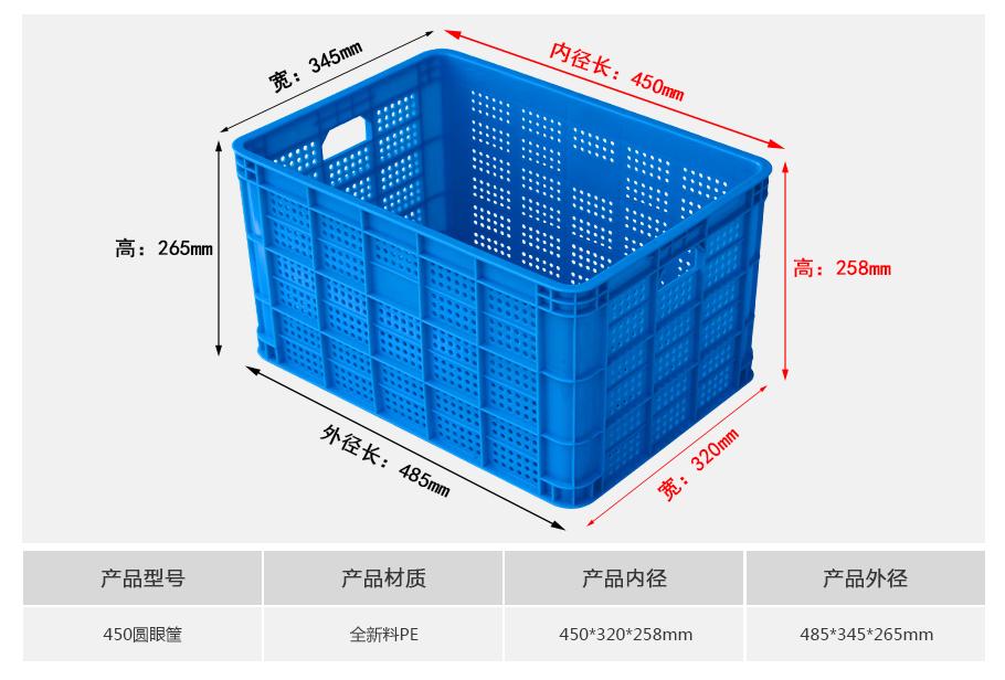 軒盛塑業(yè)450圓眼塑料周轉(zhuǎn)筐